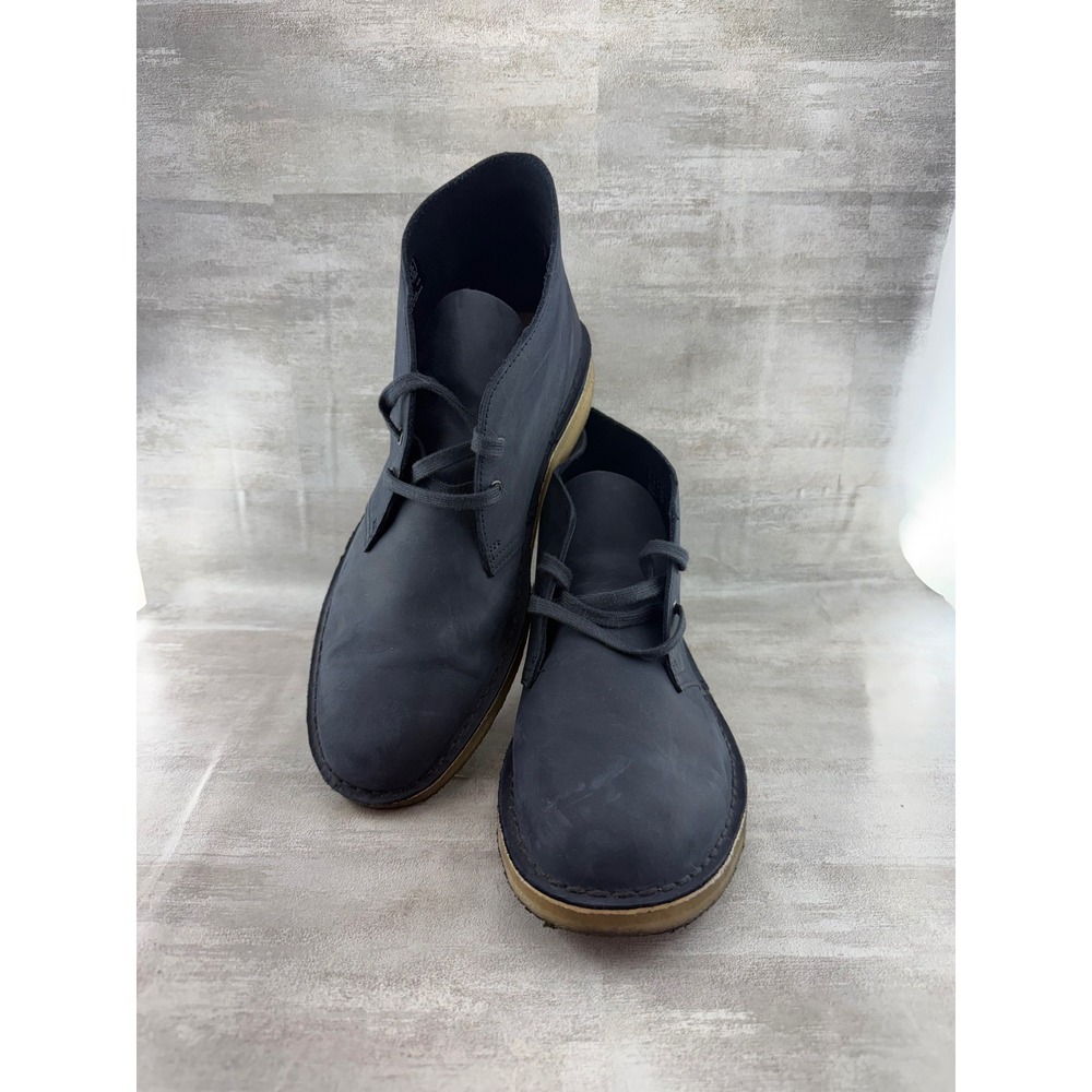 Clarks Originals Desert Boot Navy Blue Leather Chukka Boots Men Sz 10.5M